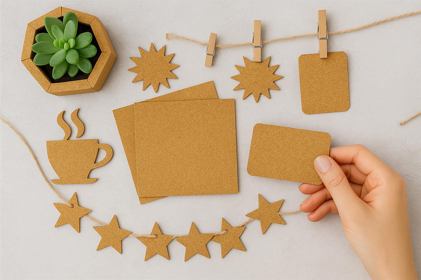 LWR CRAFTS Self-Adhesive Cork Sheets, 12 x 12 Inch, Pack of 12, 1mm Thick Natural Cork Sheets for Crafts, DIY Wall Decor & Classroom Projects