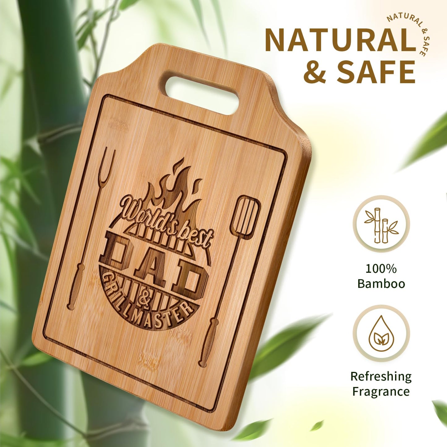 AceThrills Dad Gift for Dad Birthday Gift Who Wants Nothing from Daughter Son - Engraved Bamboo Cutting Board 12.3"L x 8.7"W x 0.4"Th