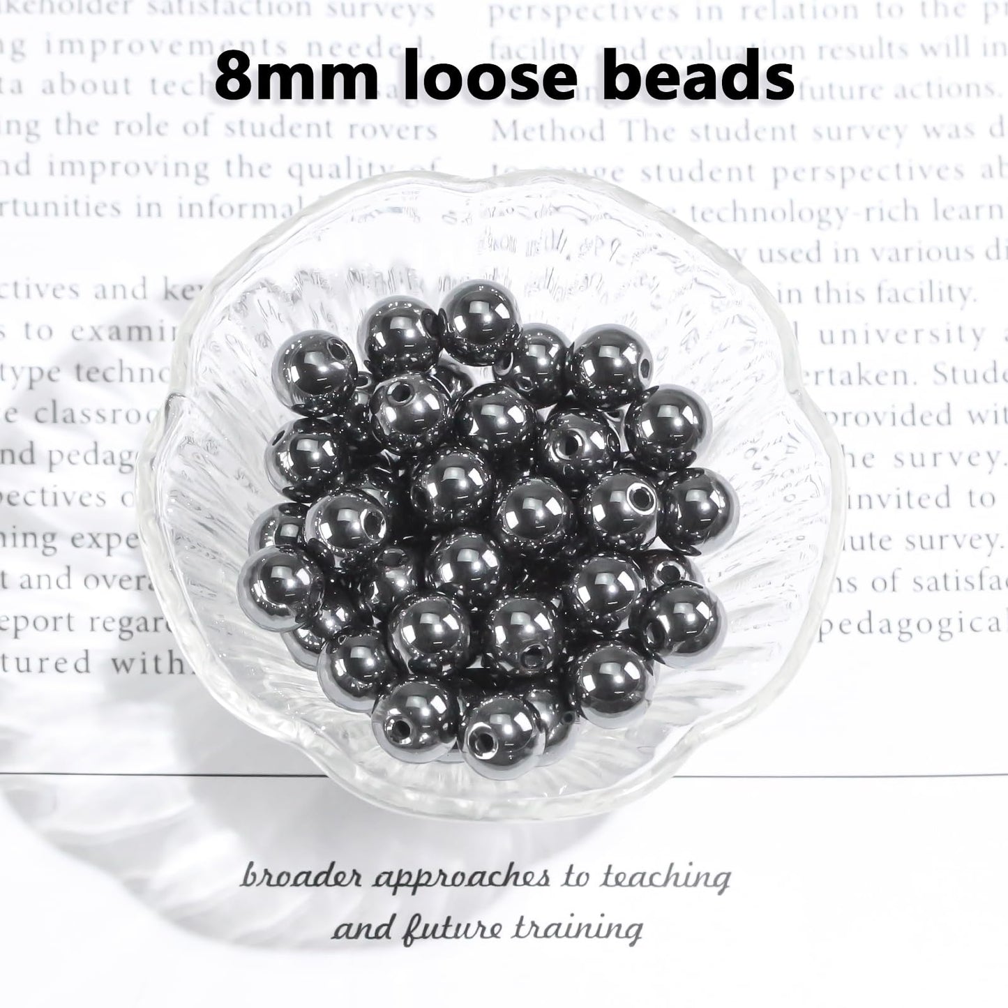 8mm Natural Gemstone Round Hematite Loose Beads for Jewelry Making Bracelets Necklace Earrings Art Craft (45-48pcs/strand)