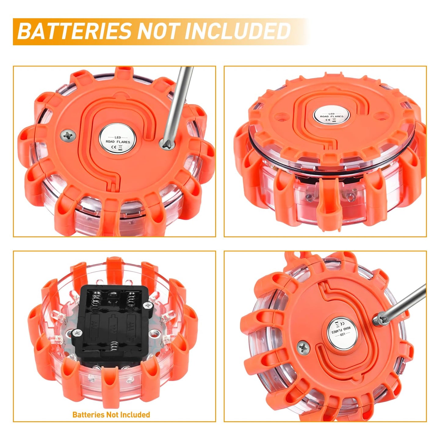 Nilight LED Road Flares Emergency Lights 3 Pack,9 Flash Models Roadside Emergency Lights for Vehicles with Magnetic Base & Hook,Premium Storage Bag(Batteries Not Included)