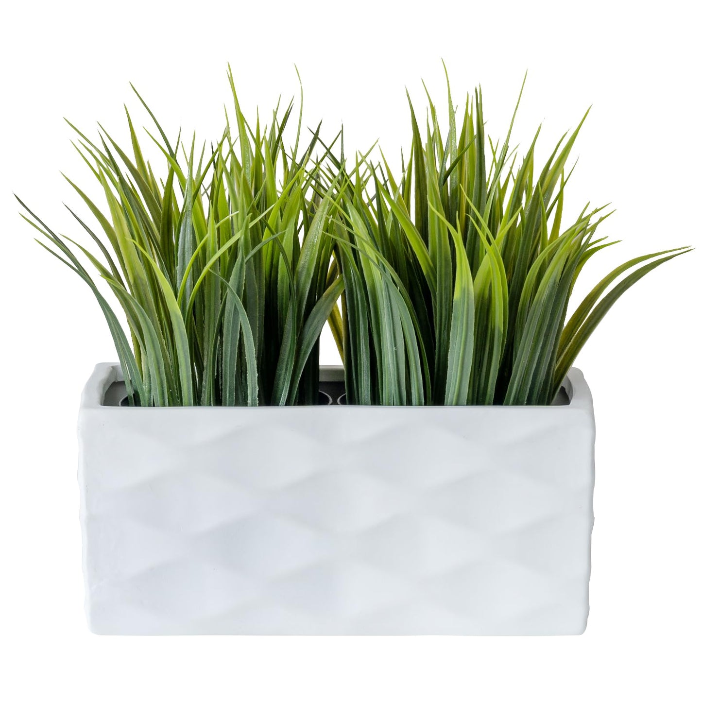MyGift Modern Wave Pattern White Ceramic Rectangular Planter Pot - Decorative Indoor Flower Container for Home, Office, Patio, and Garden, 8-Inch