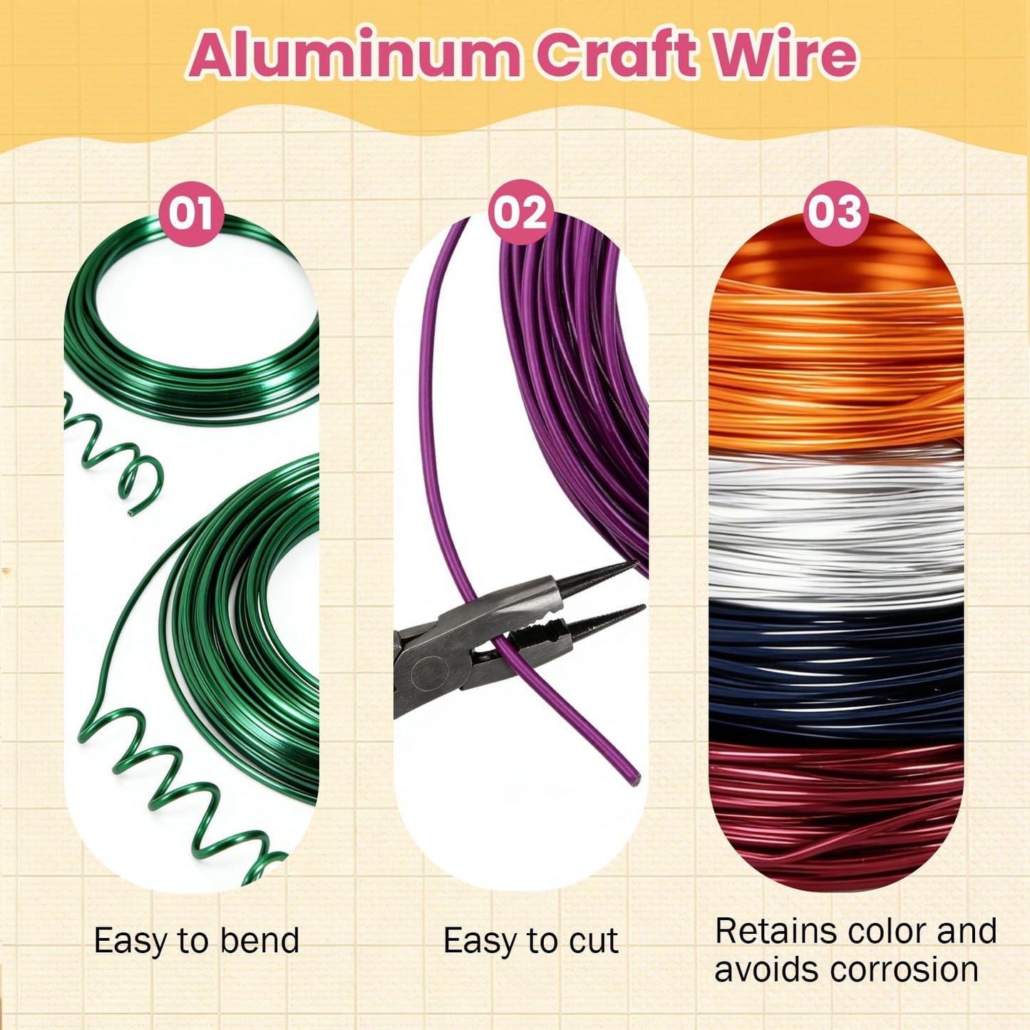 Purple Aluminum Craft Wire 1.5mm×100FT Bendable Metal Wire 16 Gauge for Jewelry Making DIY Art Projects Floral Fishing Reusable Wires