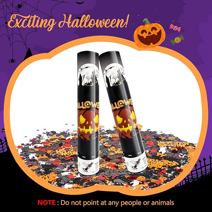 4 Pack Halloween Confetti Poppers – 12-Inch Party Poppers That Bring the Surprise to Any Halloween Celebration