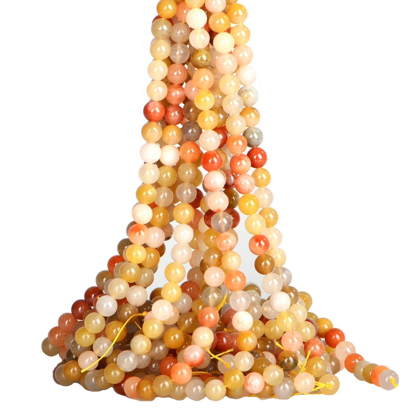 ICAI (Golden Jade) Natural Stone Beads Gemstone Round Loose Beads Crystal Energy Stone Healing Power for Jewelry Making DIY,1 Strand 45-47pcs(8mm)
