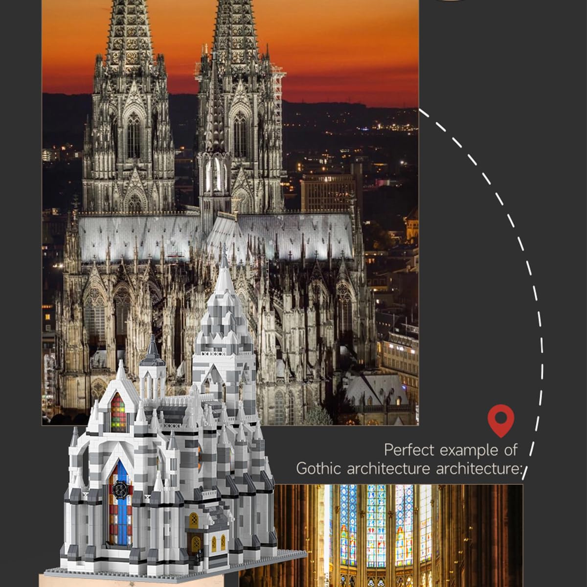 GOTIMON Micro Mini Cologne Cathedral Building Block Toy Set, Famous Architecture Building Blocks, 3598 PCS, Gifts for Kids and Adults