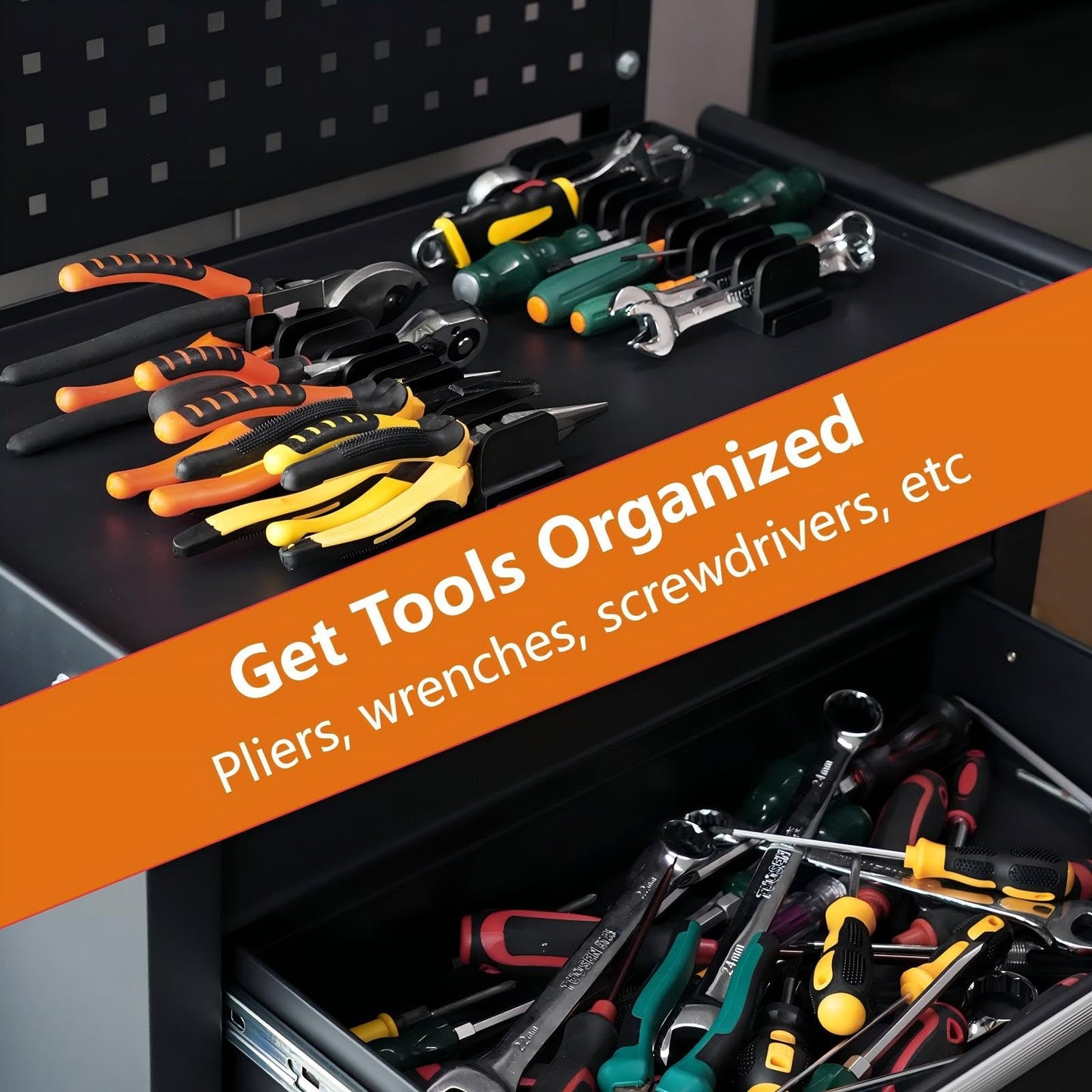DEHOYI 24 pcs Magnetic Plier Organizer Set for Toolbox & drawer Storage|Modular Plier holders for Mechanics, Technicians, Space-Saving & Quick-Access,Gift for father and boyfriend(Black)