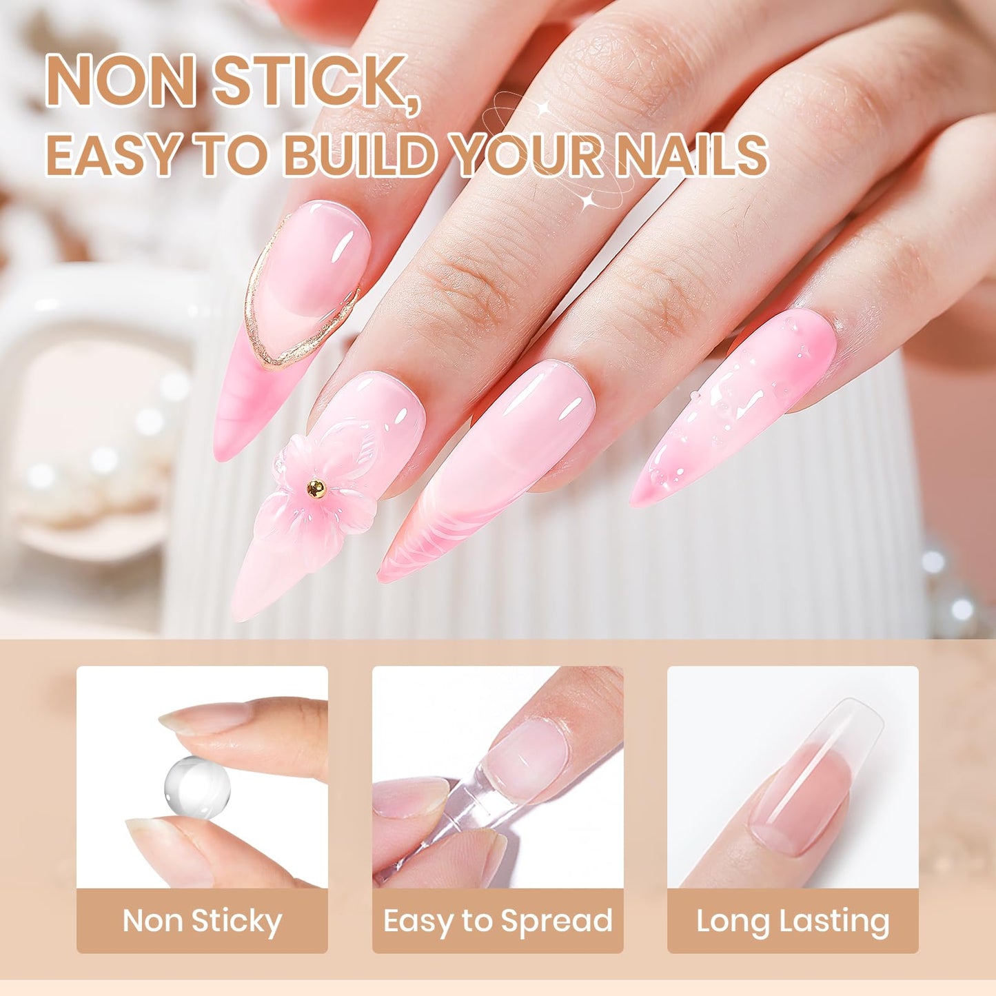 SUPWEE 3d Gel Nail Art Sculpture Non Stick Hand Molding Gel for Nails Multifunctional Solid Builder Gels for Extension Carving Sculpting Beauty Charms for Beignner and Salon DIY
