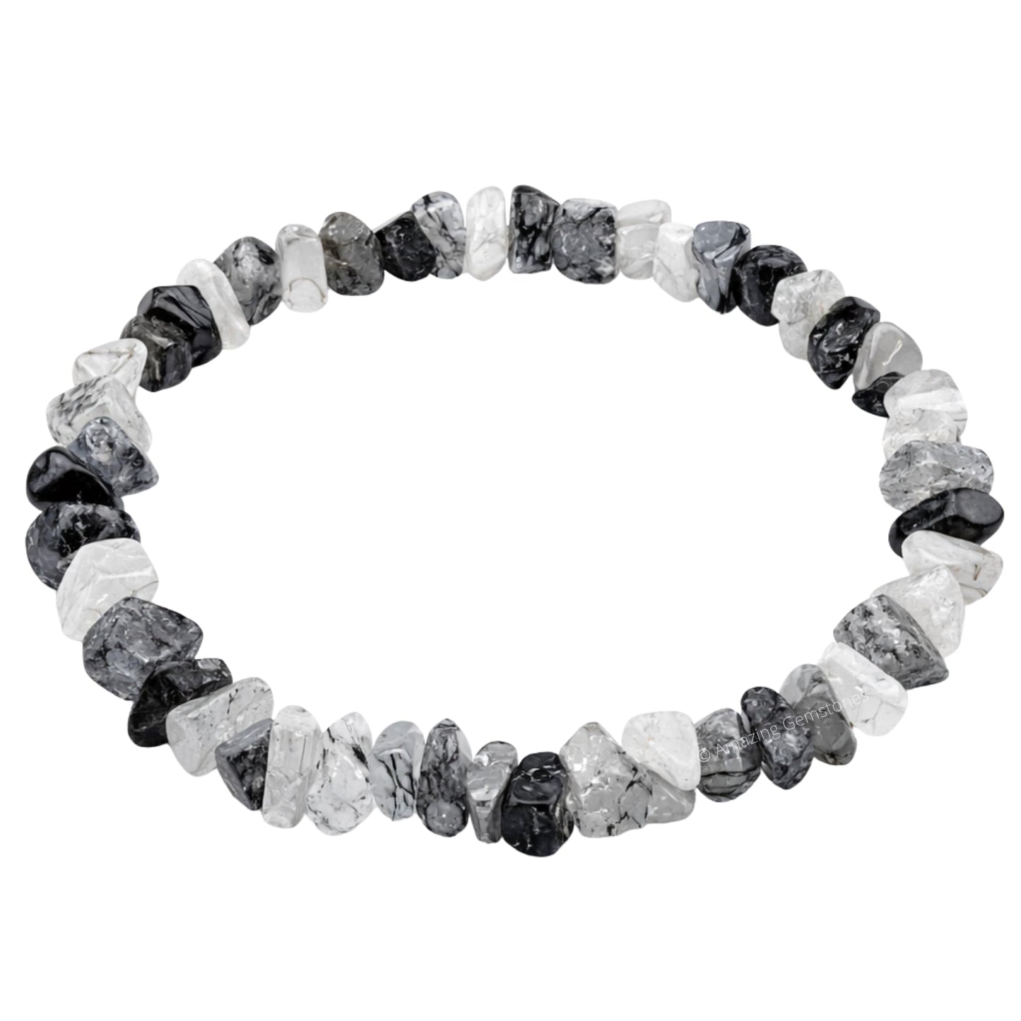Amazing Gemstone Chips Bracelet (Black Rutilated Quartz)
