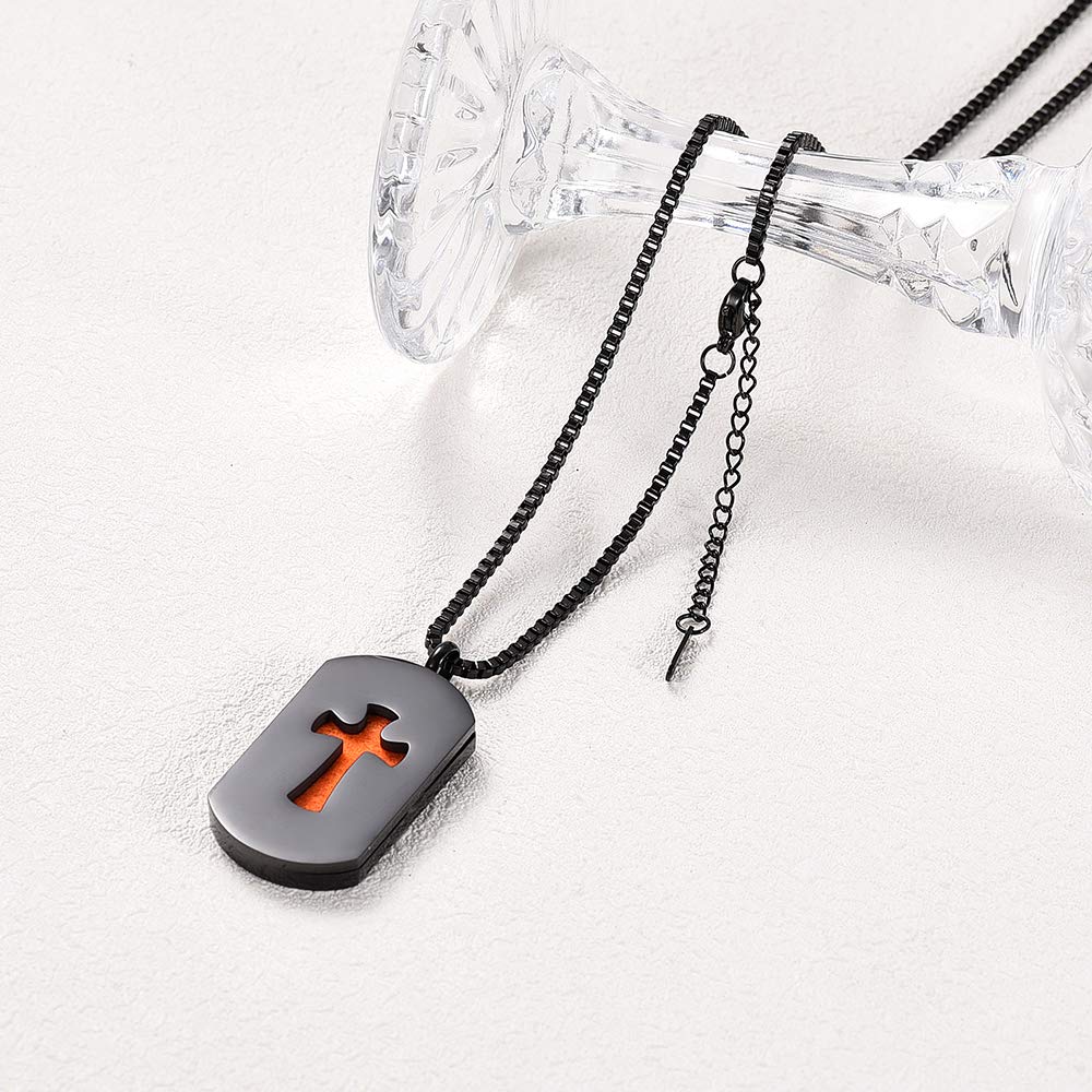 mingkejw Cross Essential Oil Diffuser Necklace Aromatherapy Pendant Locket Jewelry Stainless Steel Perfume Necklace| 22 Adjustable Chain| 12 Refill Pads| Gift Box