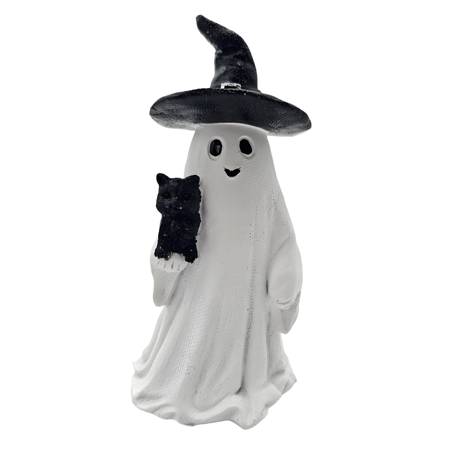 HARUHI Adorable Spooky Ghost Statue Figurine Cute Halloween Decor for Desk Shelf Home & Garden Decoration（Ghost with Cat）