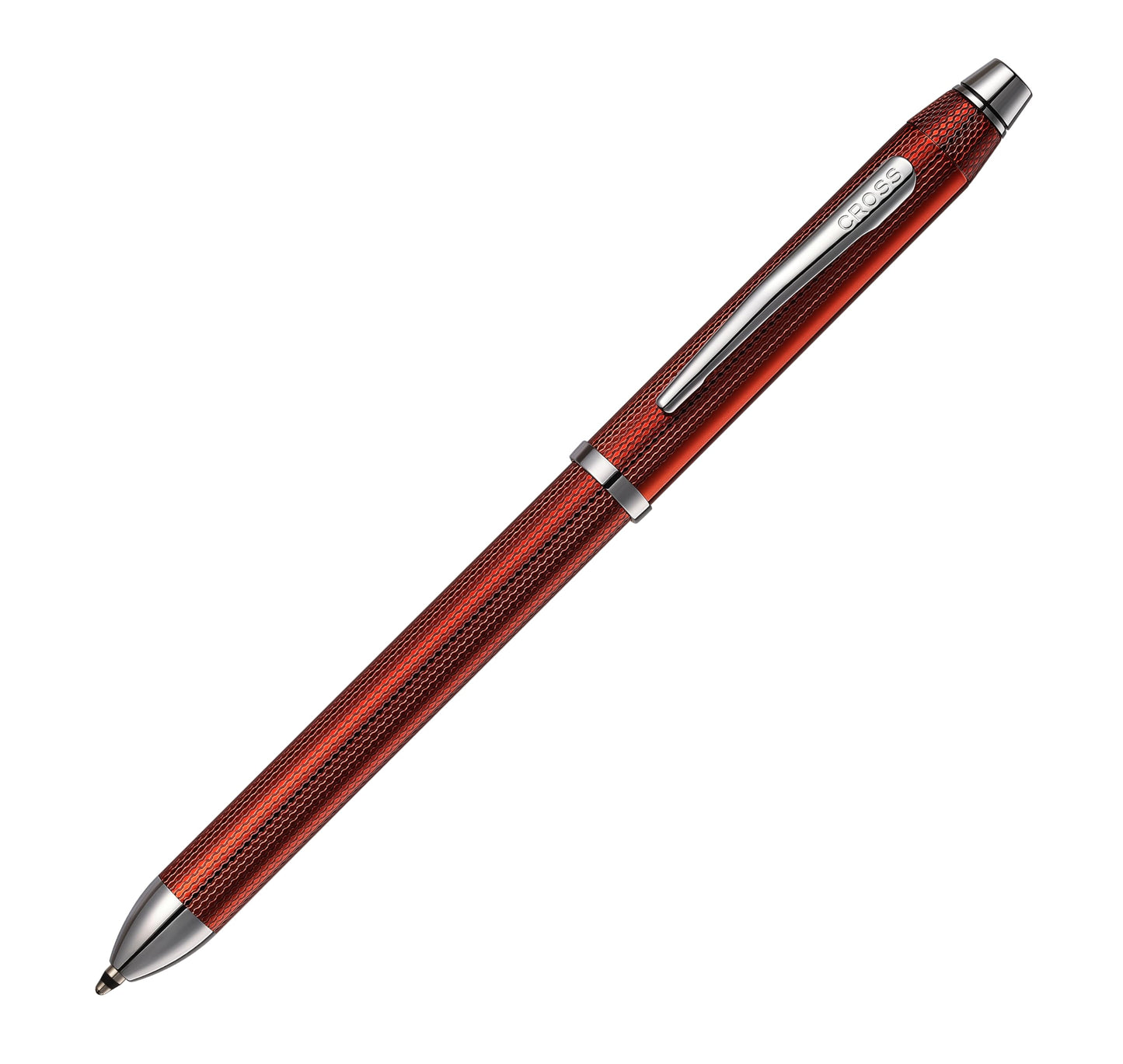 Cross Tech3+ Engraved Refillable Multi-Function Ballpoint Pen with Stylus, Medium Ballpen And Pencil, Includes Premium Gift Box - Translucent Red