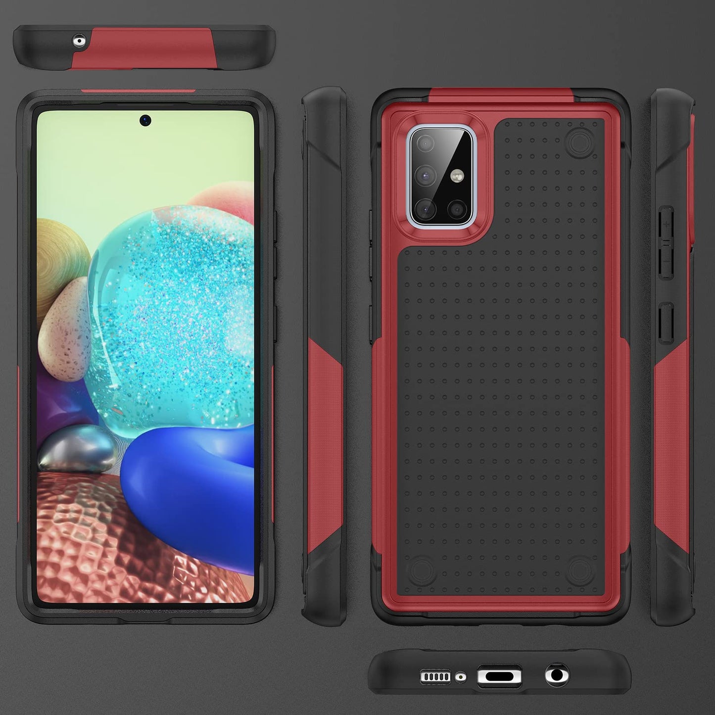 TORRTOWAY Designed for Samsung Galaxy A71 5G Case 2 in 1 Gift Militay Grade Drop Protective Rugged Heavy Duty Cover Shockproof Case for Galaxy A71 5G Phone Case for Women Men boy Girl (Red+Black)