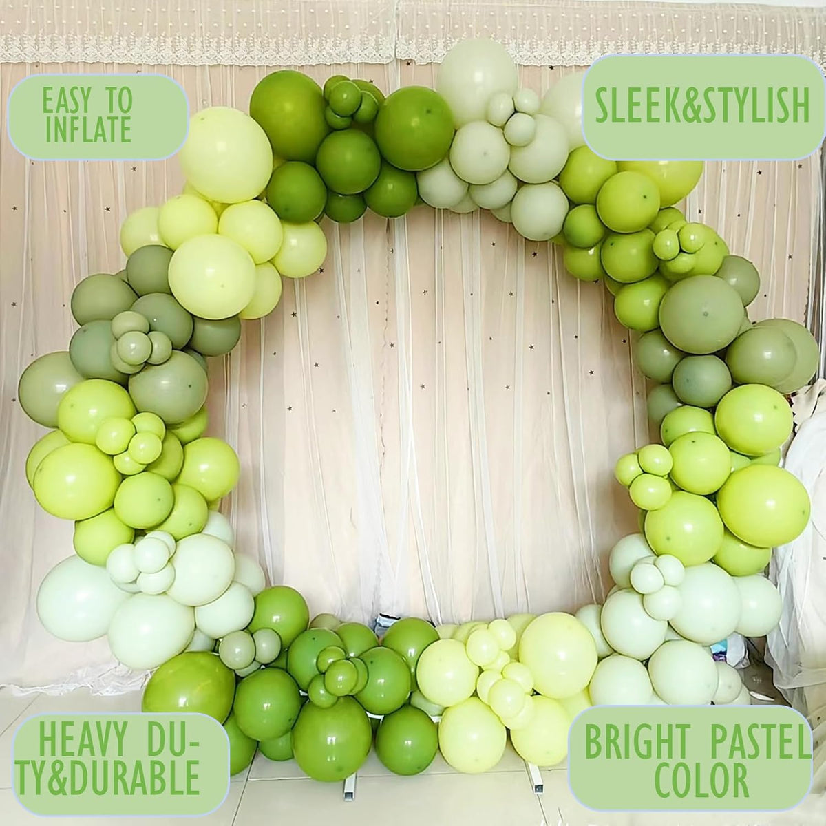 Green Balloons Arch Garland, Scmdoti Moon Green Balloons Different Sizes 18 12 10 5 Inches for Birthday Baby Shower Bridal Shower Wedding Jungle Party Decorations(MoonGreen)