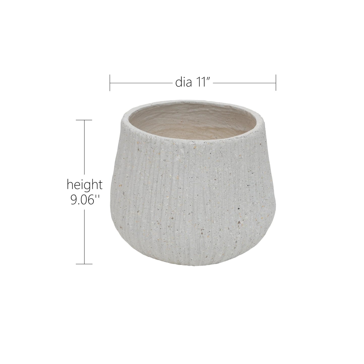 SONDERVIBE 11" Dia x 9.06" H Large Round Planter for Indoor Plants, Magnesium Oxide Plant Pot with Cement Texture, Modern Outdoor Planters with Drainage Hole for Home Garden & Patio, Grey