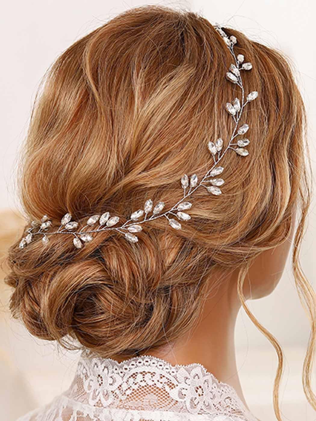 JAKAWIN Bride Wedding Hair Vine Accessories Bridal Hair Piece for Women HV190 (1 Silver)