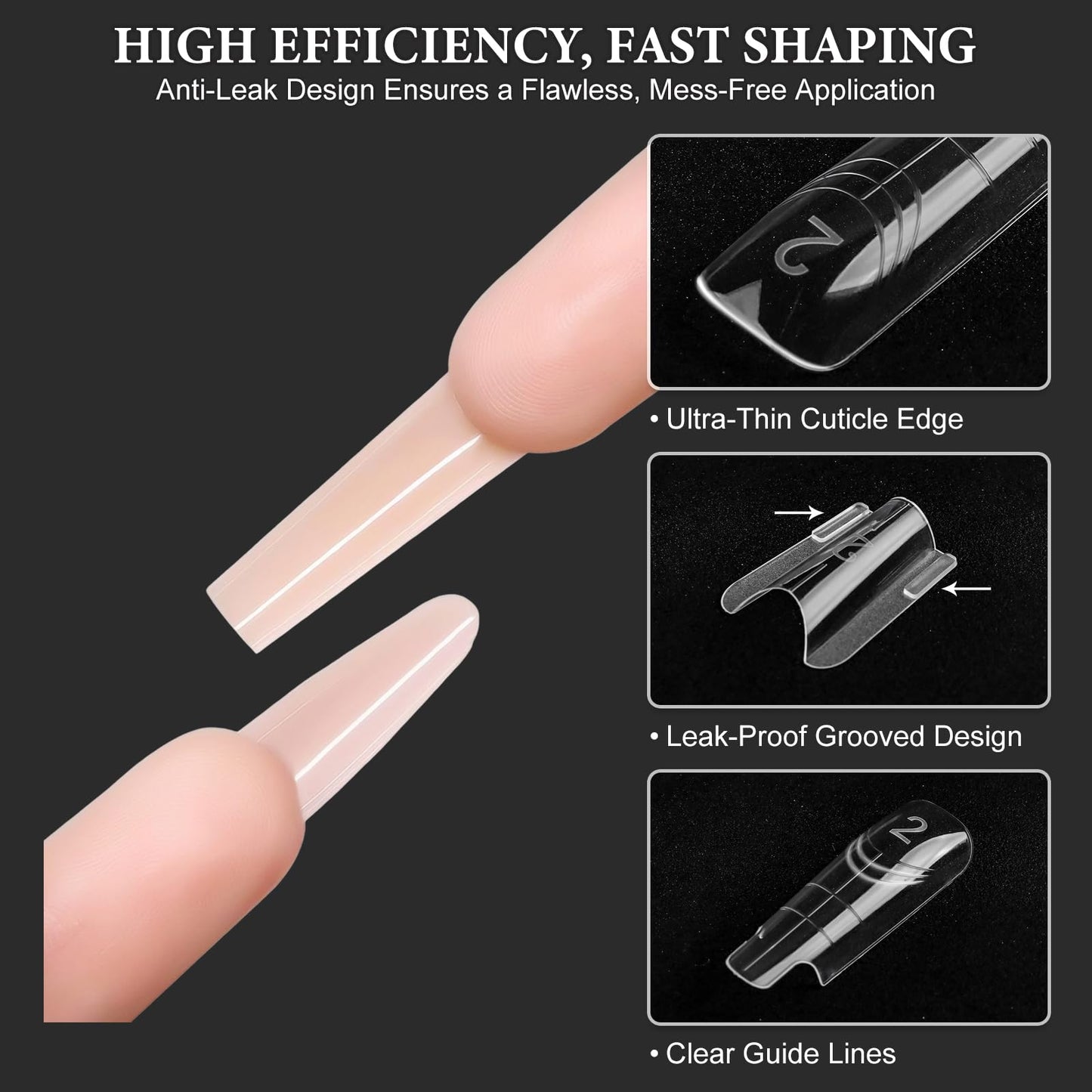 SUTOKAKA 280Pcs Sandwich Nail Dual Forms for Polygel Extension Builder Gel 140 Pairs Coffin Shape Top and Bottom Plastic Nail Molds with Tools for DIY Manicure Art At Home