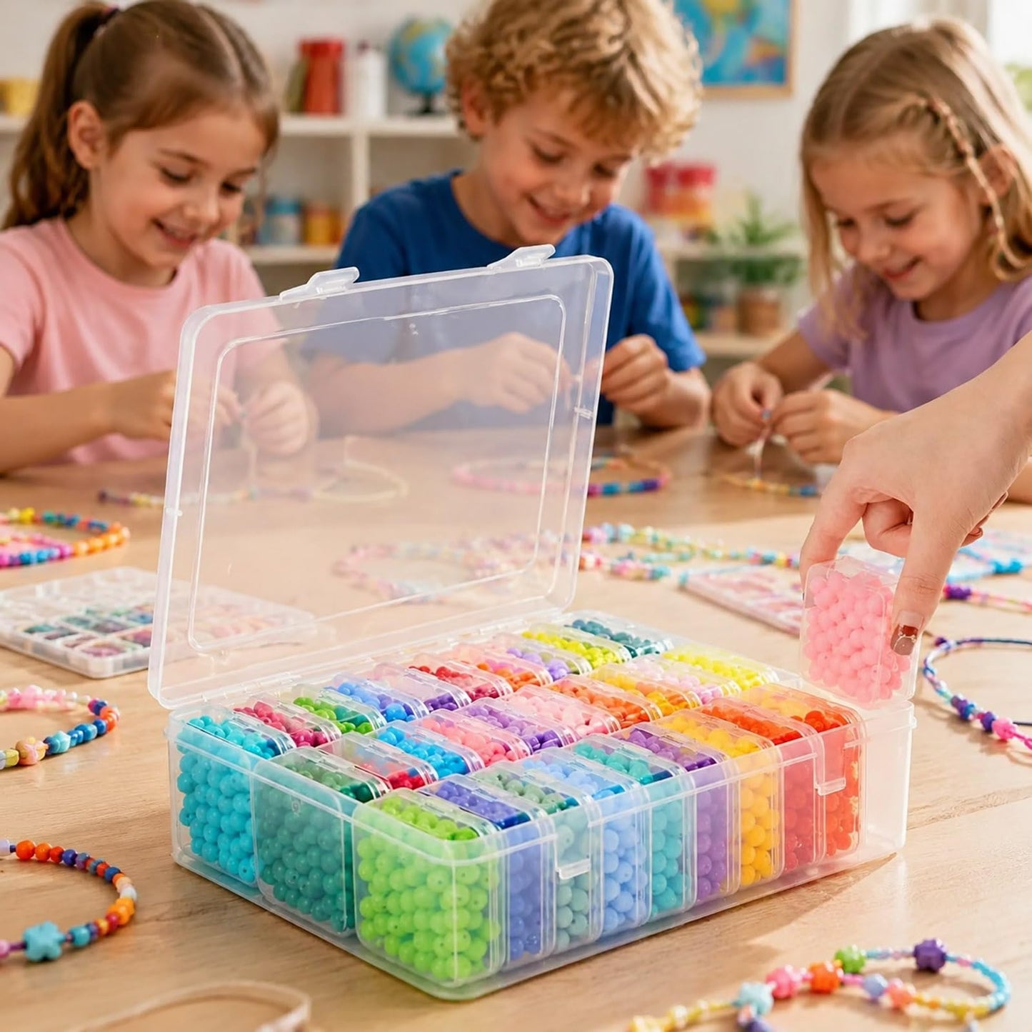 YYGMSS Bead Organizer Box, 30Pcs Small Plastic Boxes Bead Containers Nail Organizers and Storage Clear Dimond Storage with Hinged Lid and Stackable for Jewelry Nails Seeds with 66 Label