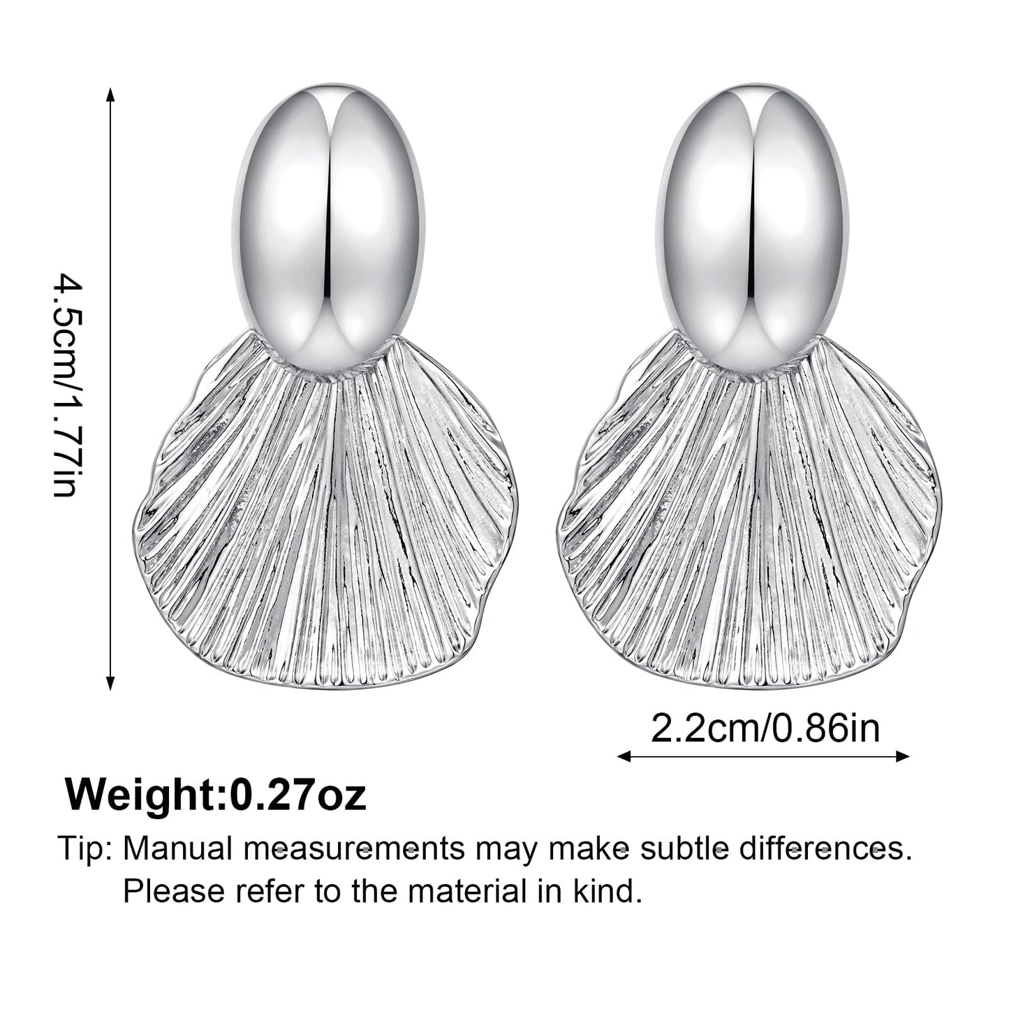 FILMOON Shell Dangle Plated Earring for Women Fan-shaped Earrings Fashion Statement Jewelry