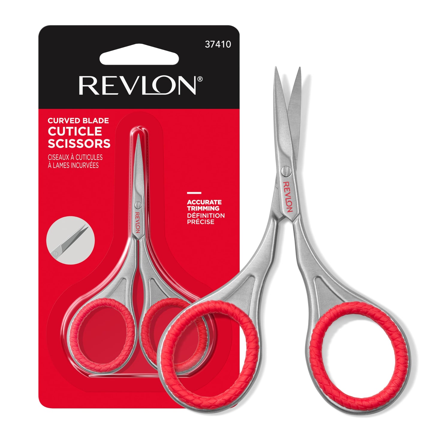 Revlon Cuticle Scissors, Ultra-Fine Stainless Steel Curved Blade for Neat Cuticles and Hangnail Trimming, Tool for Safe Cuticle Nail Care, 1 count