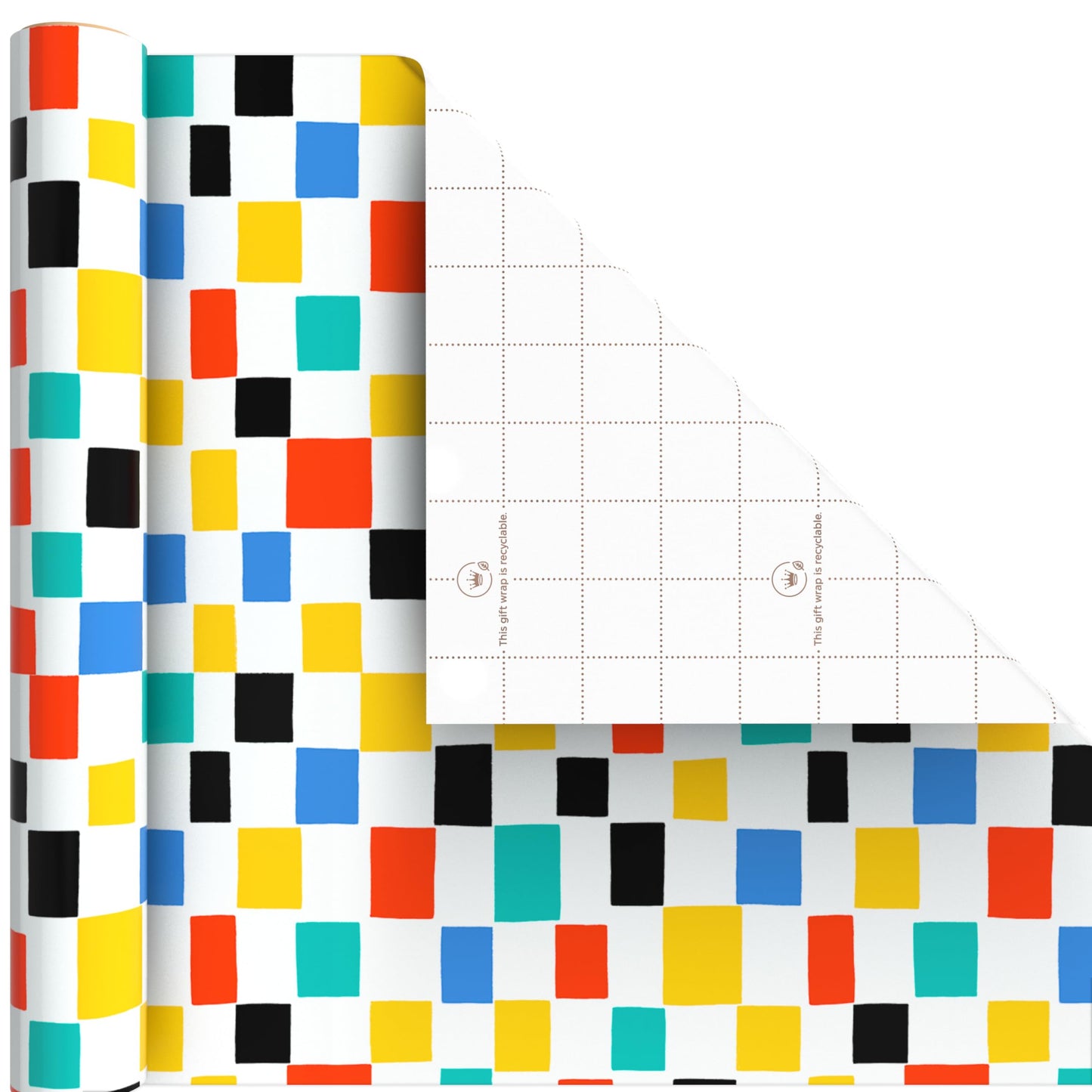 Hallmark Wrapping Paper Mini Rolls, 3-Pack (Checkered, Triangles, Starbursts) for Birthdays, Graduations, Mother's Day, Father's Day, Any Occasion - 45 Sq. Ft. Total