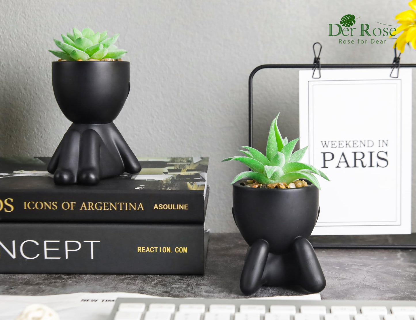 Der Rose 2 Pack Fake Plants Succulent Plants Artificial for Home Bathroom Living Room Office Decor