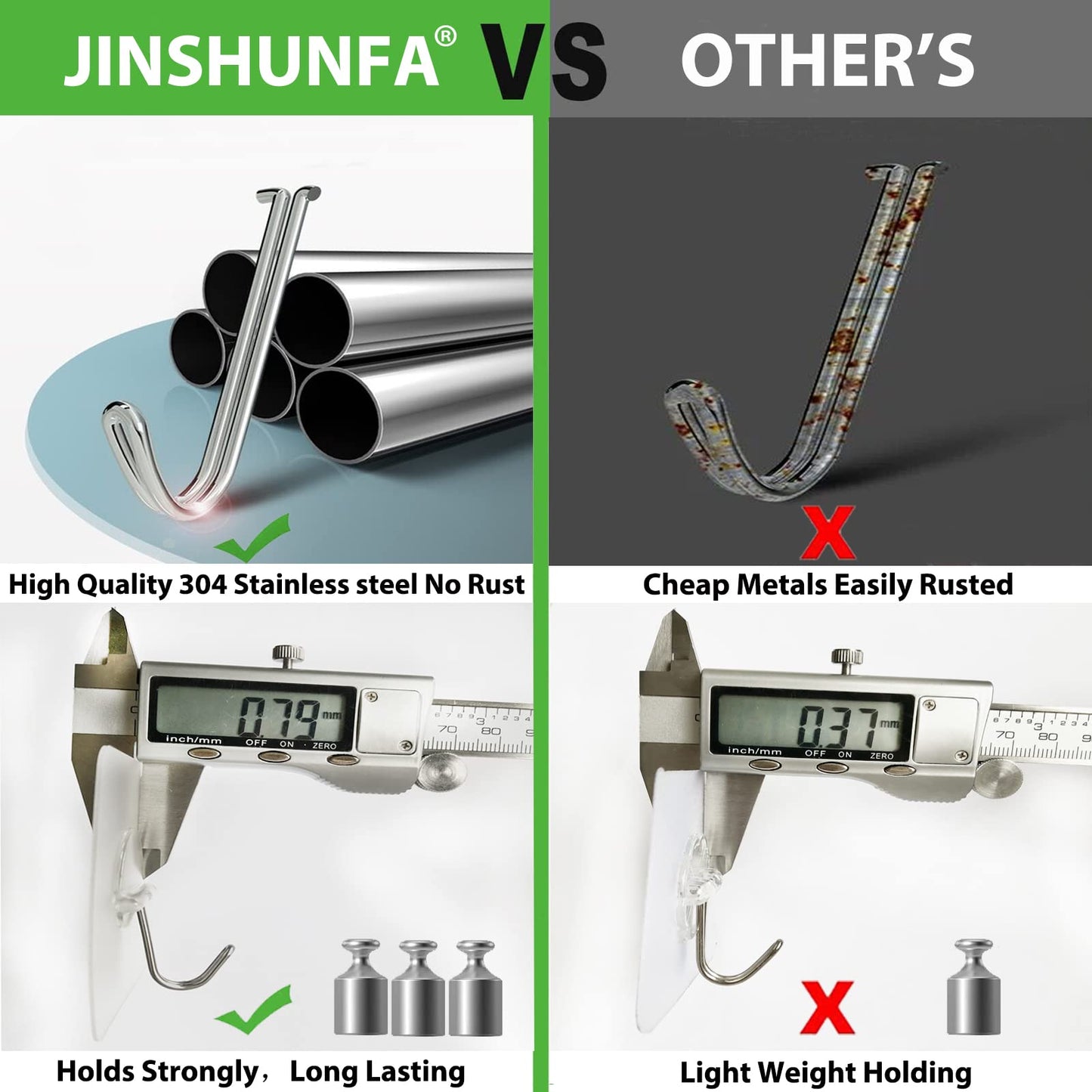 JINSHUNFA Adhesive Wall Hooks 13LB Heavy Duty No Drill Transparent Waterproof Hooks for Bathroom Kitchen Towel Coat 12 Pack
