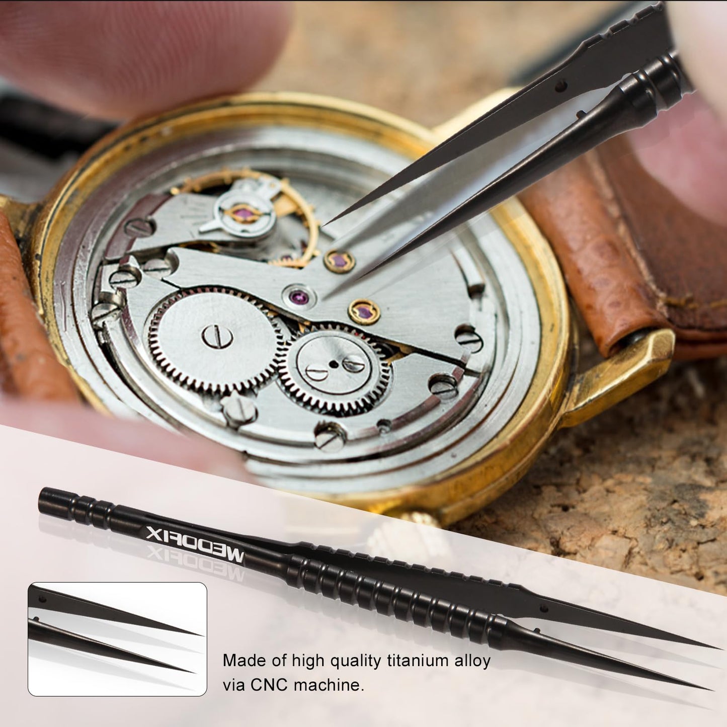 WEDOFIX Ultra Fine Precision Titanium Tweezers with Sharp Tips Non-magnetic Anti-corrosive Black Tweezer for Micro Soldering Work Electronics Jewelry Making