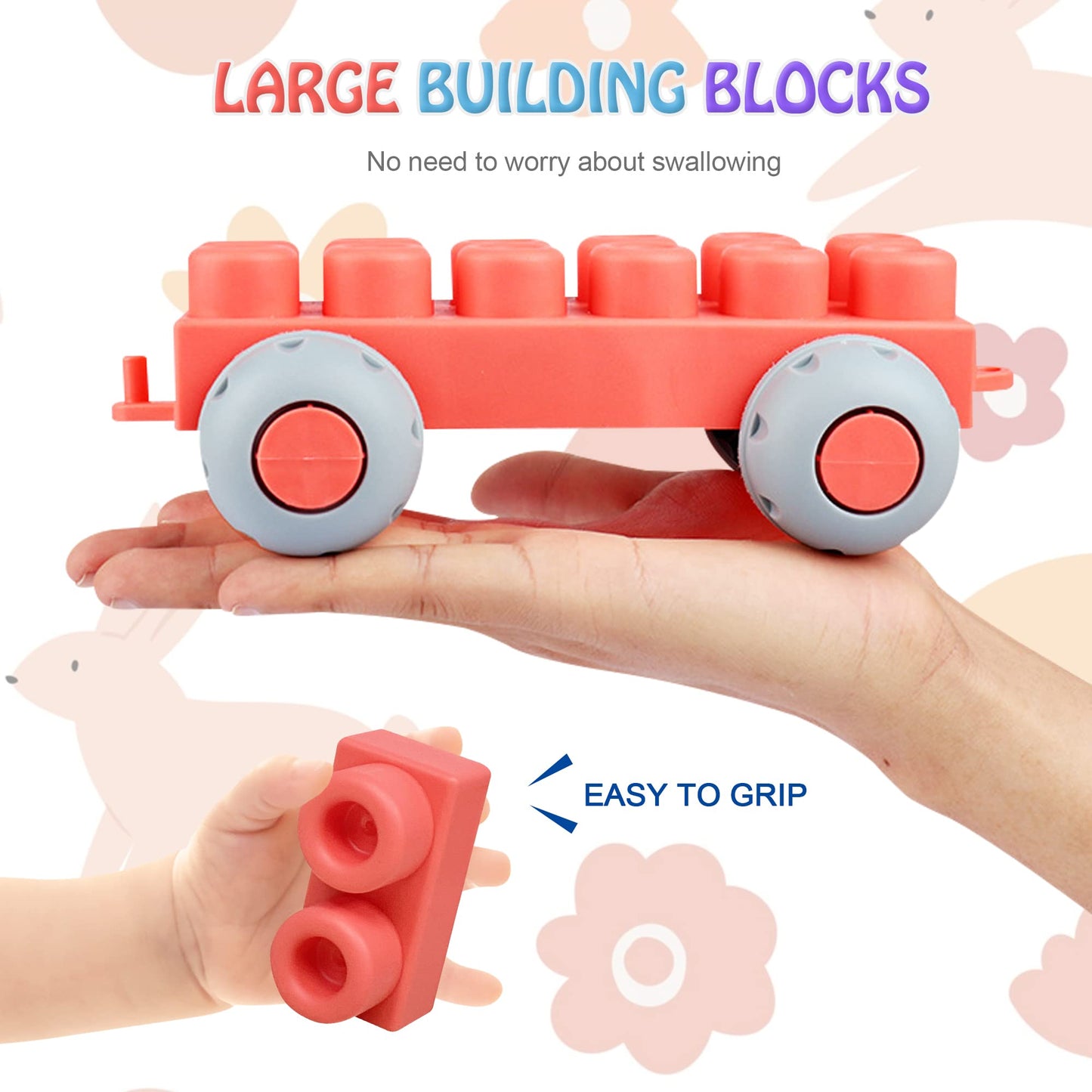 ROHSCE Soft Building Blocks for Toddlers, Large Building Blocks Stacking Blocks for Babies 6 Months and Up Stem Toddler Gifts, Teething Toys, 40 PCS