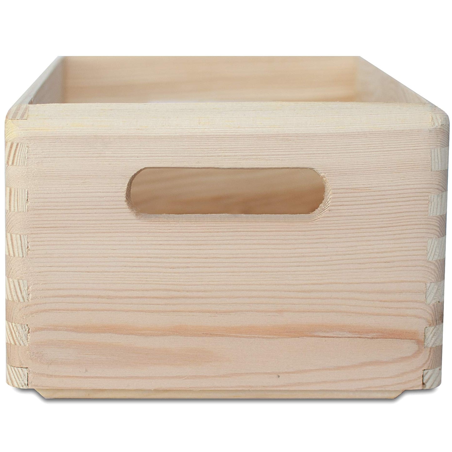 Creative Deco Large Wooden Crate Nesting Crate Handles | 11.8 x 7.87 x 5.51 in | Keepsake Unfinished Display Storage Box Multi-Craft Caddy Nesting Crate | Natural Wood Rustic | Plain Unpainted Beige