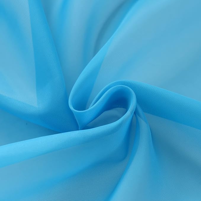 SpaceDresser Basic Rod Pocket Sheer Voile Window Curtain Panels Cyan Blue 1 Pair 2 Panels 52 Width 72 Inch Long for Kitchen Bedroom Children Living Room Yard(Cyan Blue,52 W x 72 L)