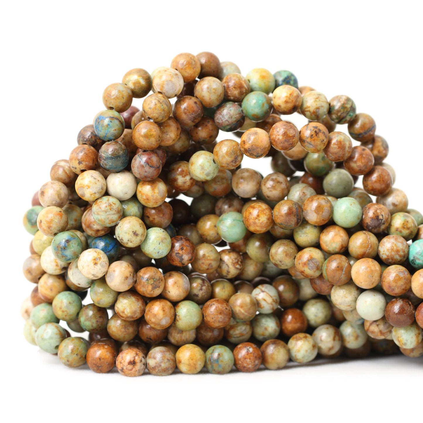 CHEAVIAN 60PCS 6mm Natural Peacock Turquoise Gemstone Round Loose Beads for DIY Bracelet Necklace Earrings Jewelry Making 1 String 15 Inches