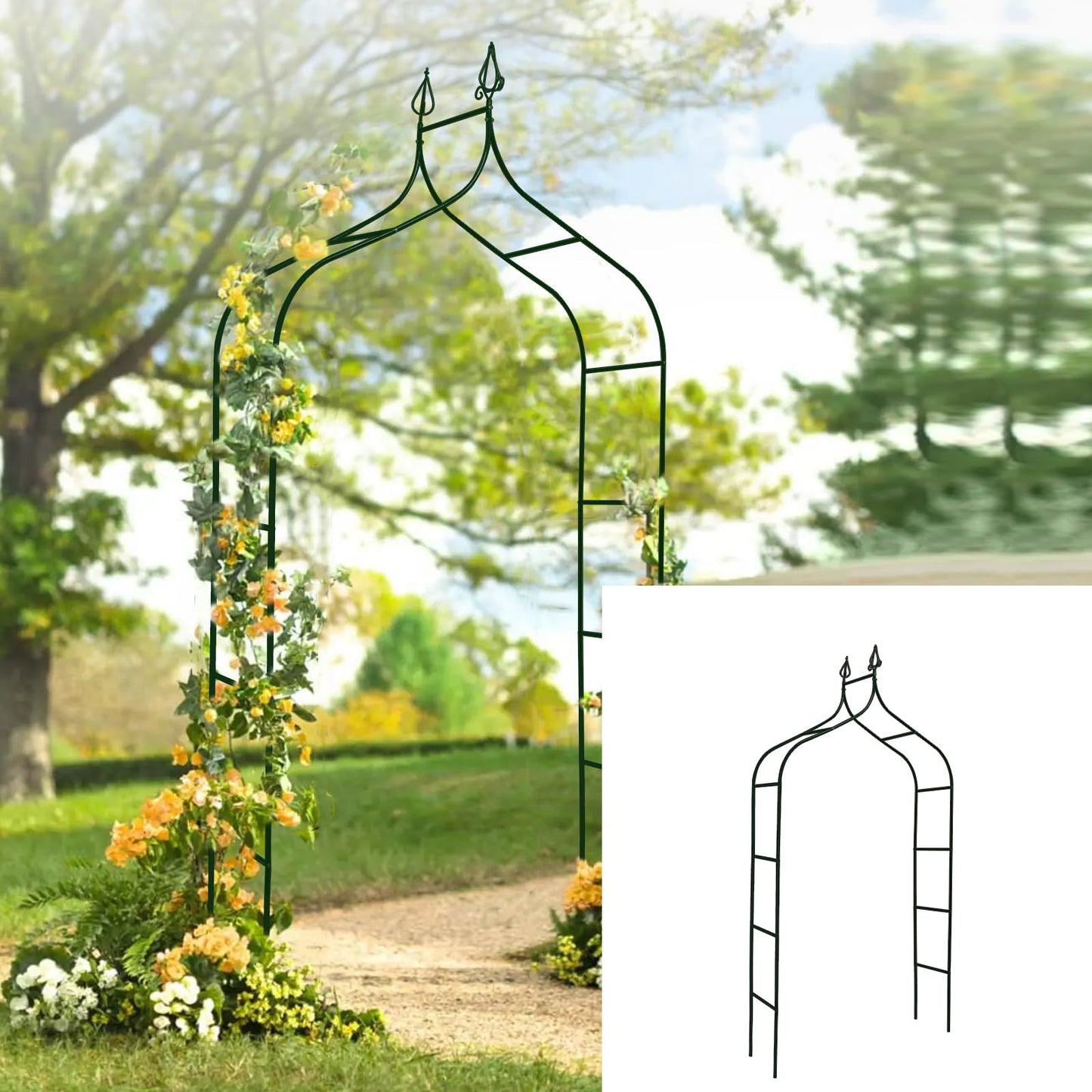Thorise 8.3 Ft H x 4.6 Ft W Metal Pergola Arbor for Various Climbing Plant Wedding Garden Arch Bridal Party Decoration Wide Arbor