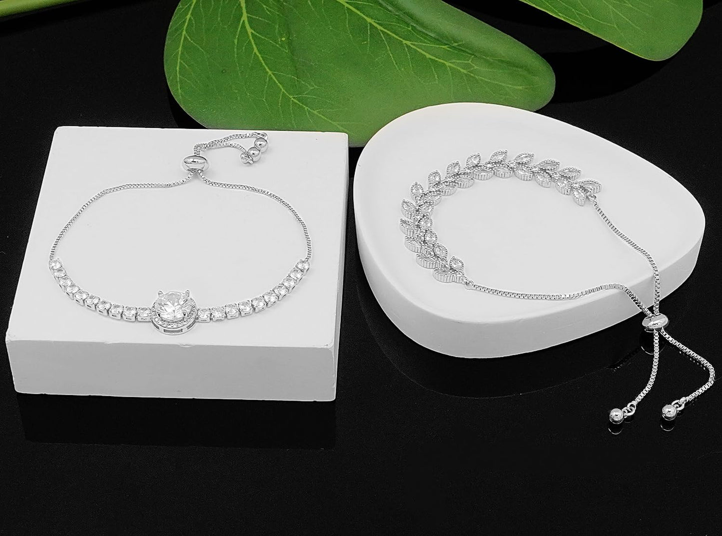Wovanoo Tennis Bracelet for Women Cubic Zirconia Bracelets Adjustable Slider Bracelets Silver