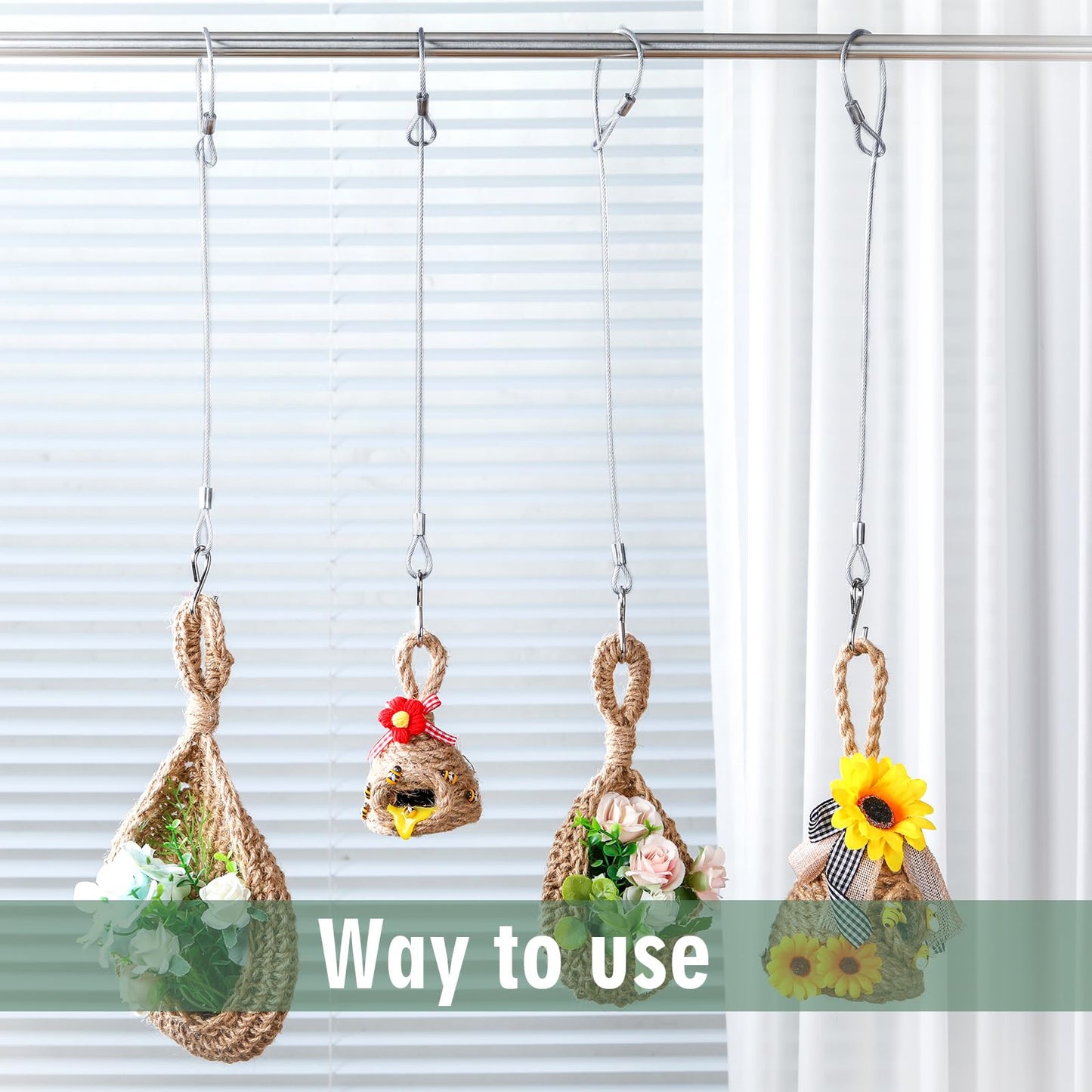 Kingdder 4 Pcs 18" Hanging Cables Chain with S Hook Bird Feeder Tree Hanger PVC Coated Flexible Branch Hook Limb Protector for Outside Bird Feeders, Planters and Decorations