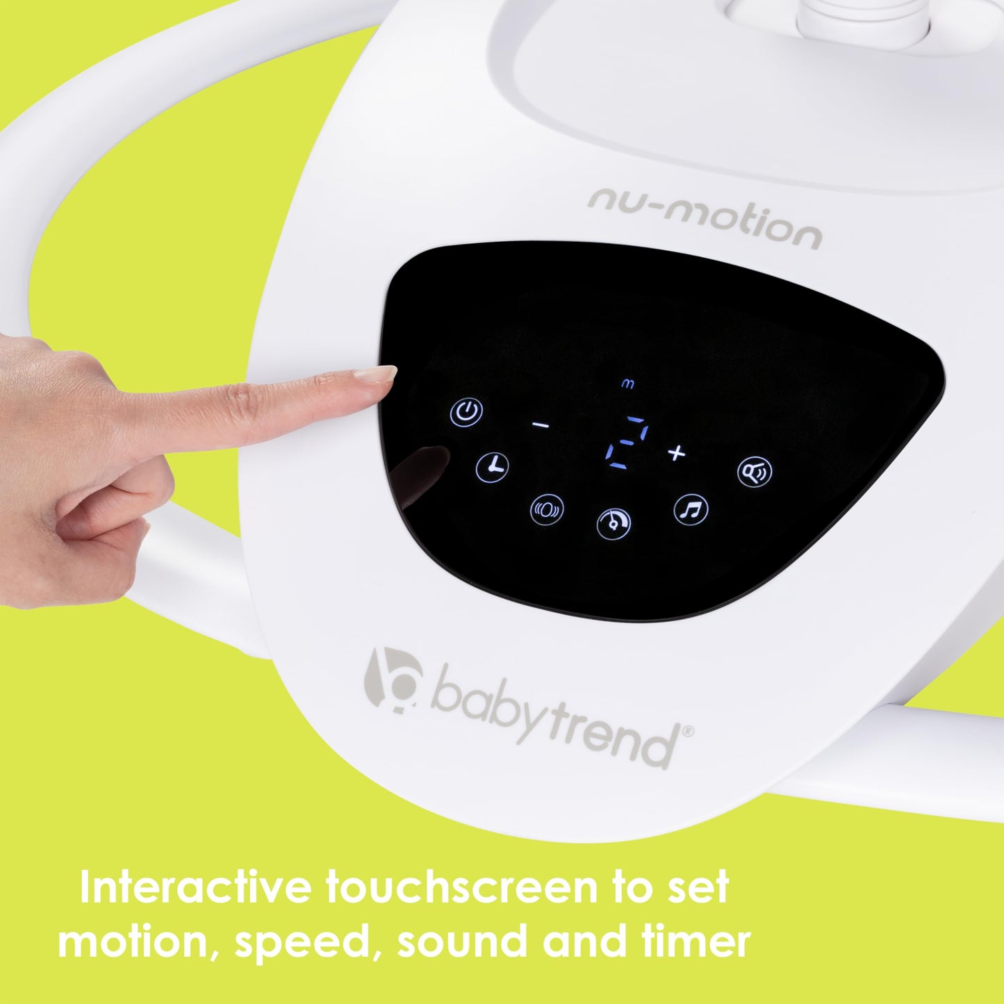 Baby Trend NuMotion Infinity Swing – 5 Motion Modes, Touchscreen Control, Remote, Multi‑Position Recline & Hanging Toys – Dash Grey