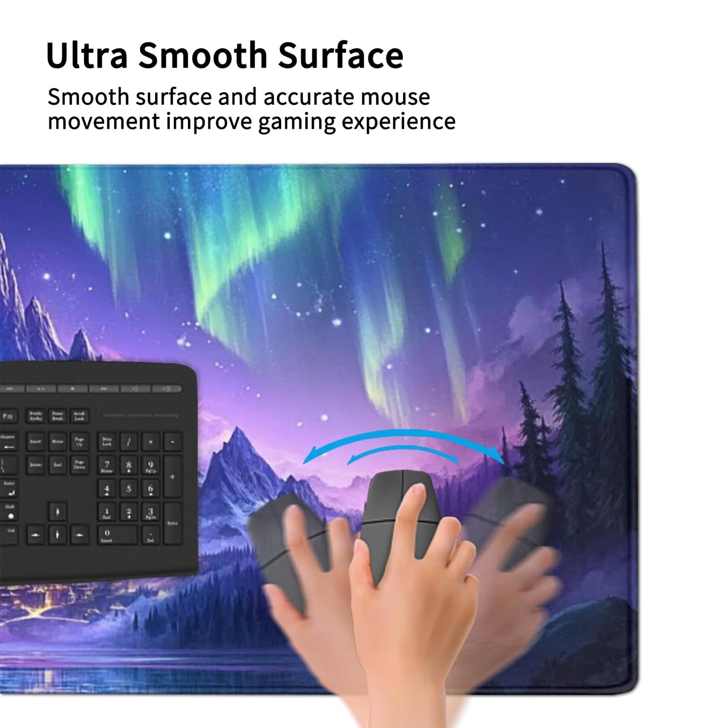 ZOCOZY Extended Mouse Pad Large Gaming Mouse Pads - Aurora Painting Northern Lights Mountains Stars Desk Pad Computer Desk Mat Non-Slip Mousepad for Game Players, Office, Study (48" x 24")