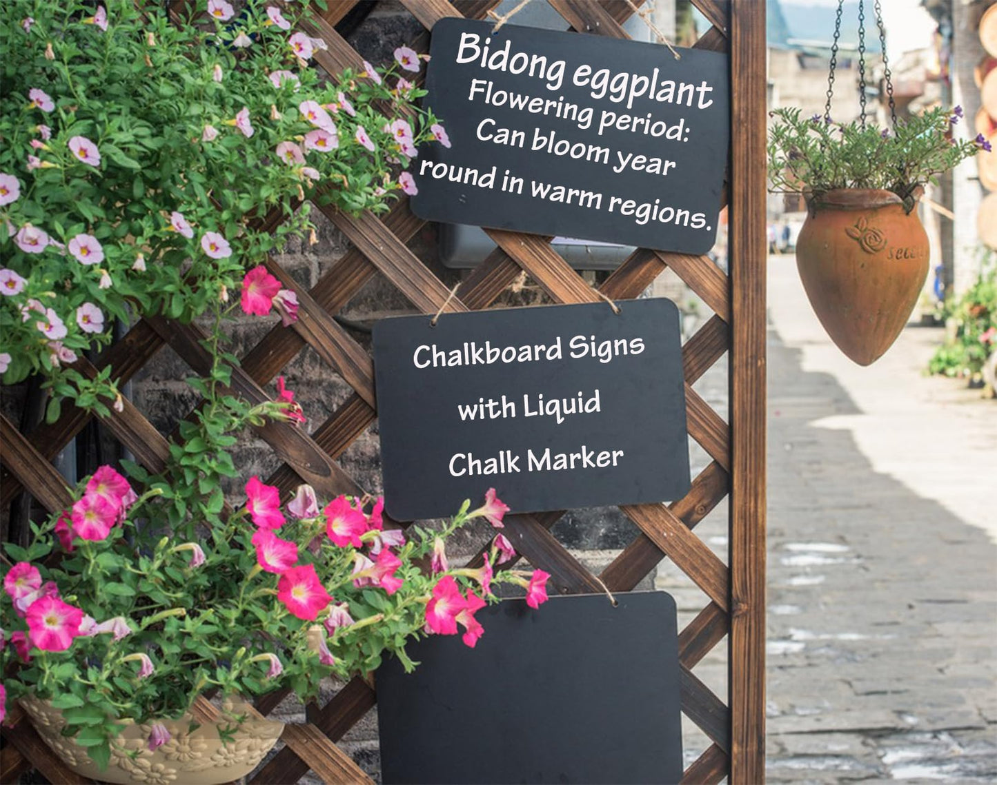 2 Pack Chalkboard Sign with String 8"x12" Double Sided Erasable Message Board Sign, Wooden Mini Chalkboards Sign with Liquid Chalk Marker, Hanging Message Board for Bar and Special Event Decorations