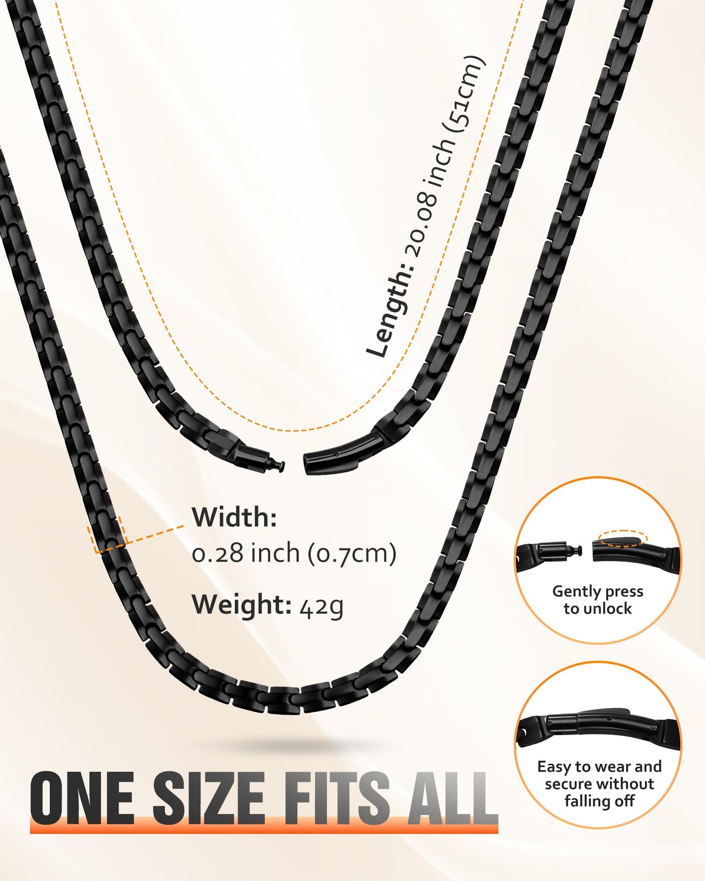 Jecanori Ultra Strength Magnetic Necklaces for Men & Women, Effective Stainless Steels Necklace with 62 Magnets