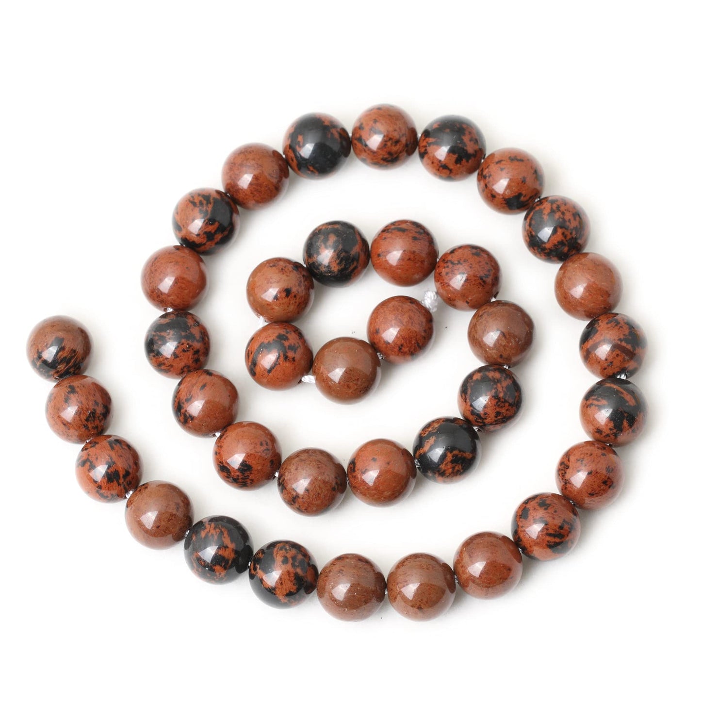 CHEAVIAN 35PCS 10mm Natural Mahogany Obsidian Stone Round Loose Beads for Jewelry Making 1 Strand 15"