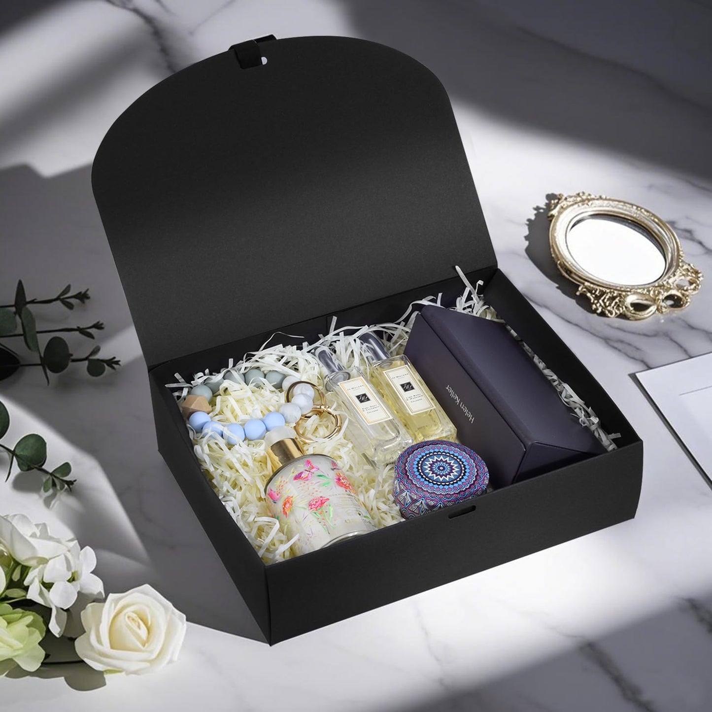 24 Pack Gift Boxes with Lids, 10.6x7.8x3.1 Inch Groomsmen Proposal Box, Luxury Black Gift Box with Ribbon for Wedding, Packaging, Present, Birthday (Black)
