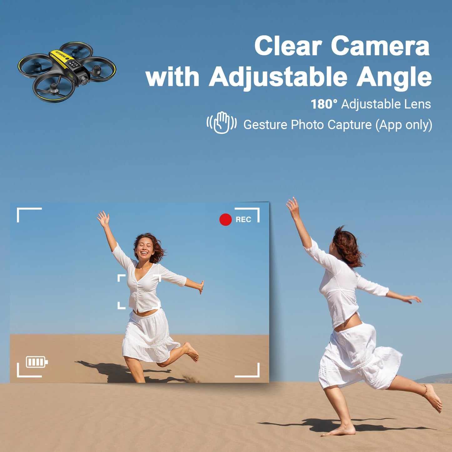 Drone for Kids with Camera and 4.5" Screen Remote – Beginner RC Drone with Brushless Motor, Optical Flow Hover, One-Key Takeoff, 2 Batteries