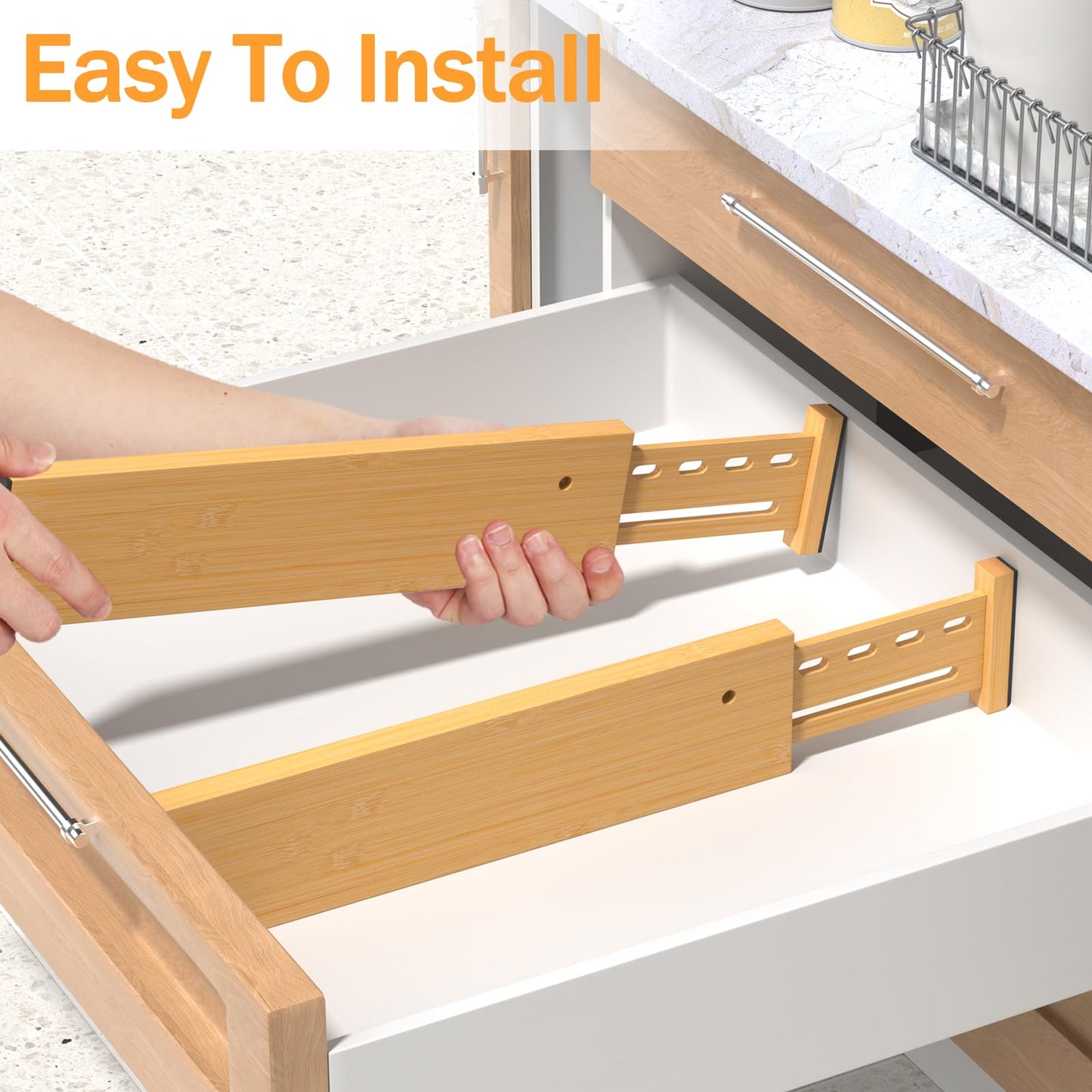 Ryqtop Bamboo Drawer Dividers 4" High, 12.8-18" Adjustable Drawer Organizers for Clothes,Expandable Dresser Separators in Bedroom/Kitchen/Bathroom/Office Organization and Storage,4 Pack