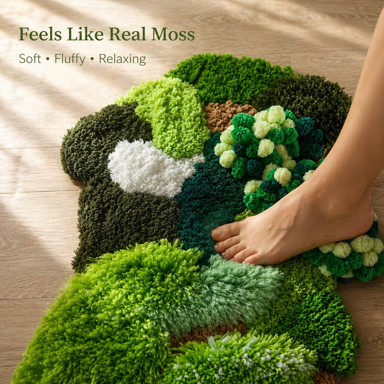 beausougon DIY 3D Moss Rug Latch Hook Kit, Forest Greenery Carpet Making with Color Printed Canvas, Multi-Texture Yarn & Tools, Handmade Tufting Embroidery Art for Beginners & Adults