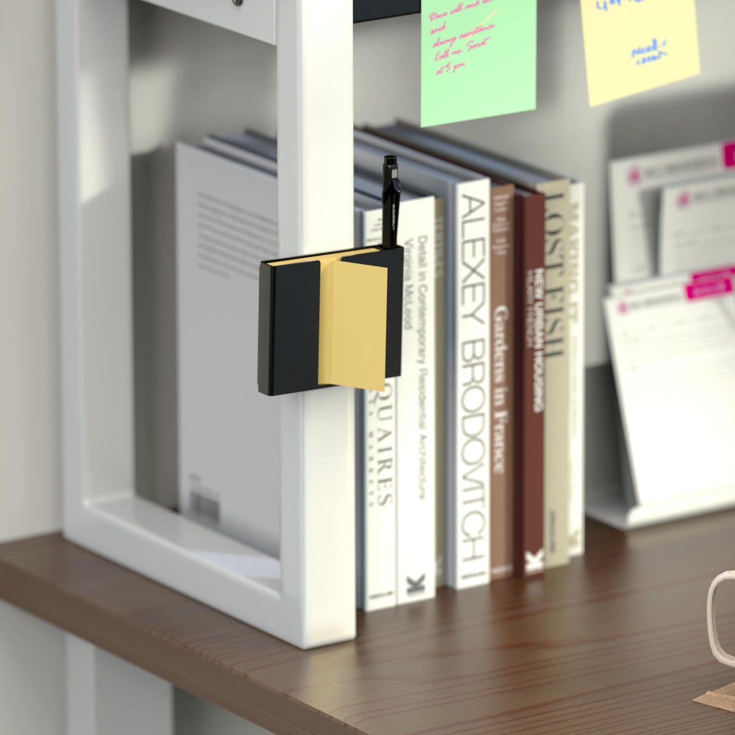 Sticky Note Dispenser, Magnetic Sticky Note Holder for Post It Notes, 3 x 3 Inch Sticky Note Pen Organizer for Office Home Classroom, Black