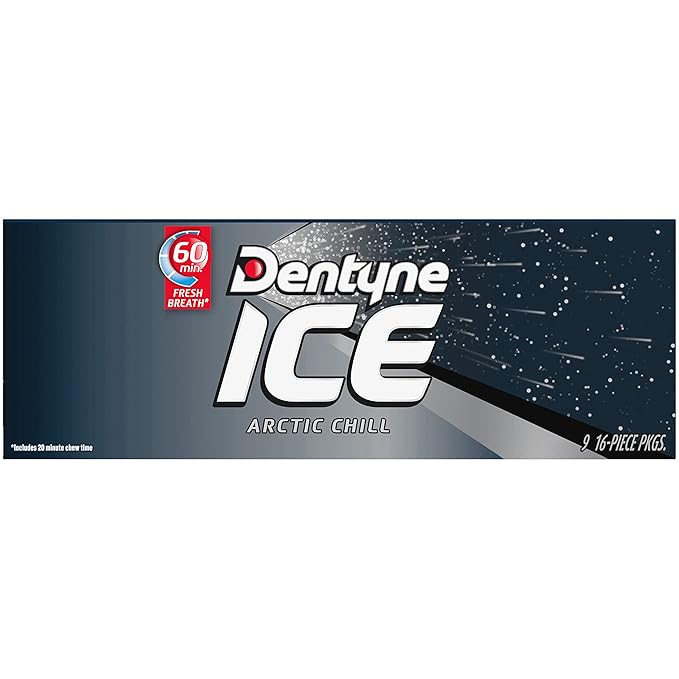 Dentyne Ice Arctic Chill Sugar-Free Chewing Gum, 9 Packs of 16 Pieces (144 Total Pieces)