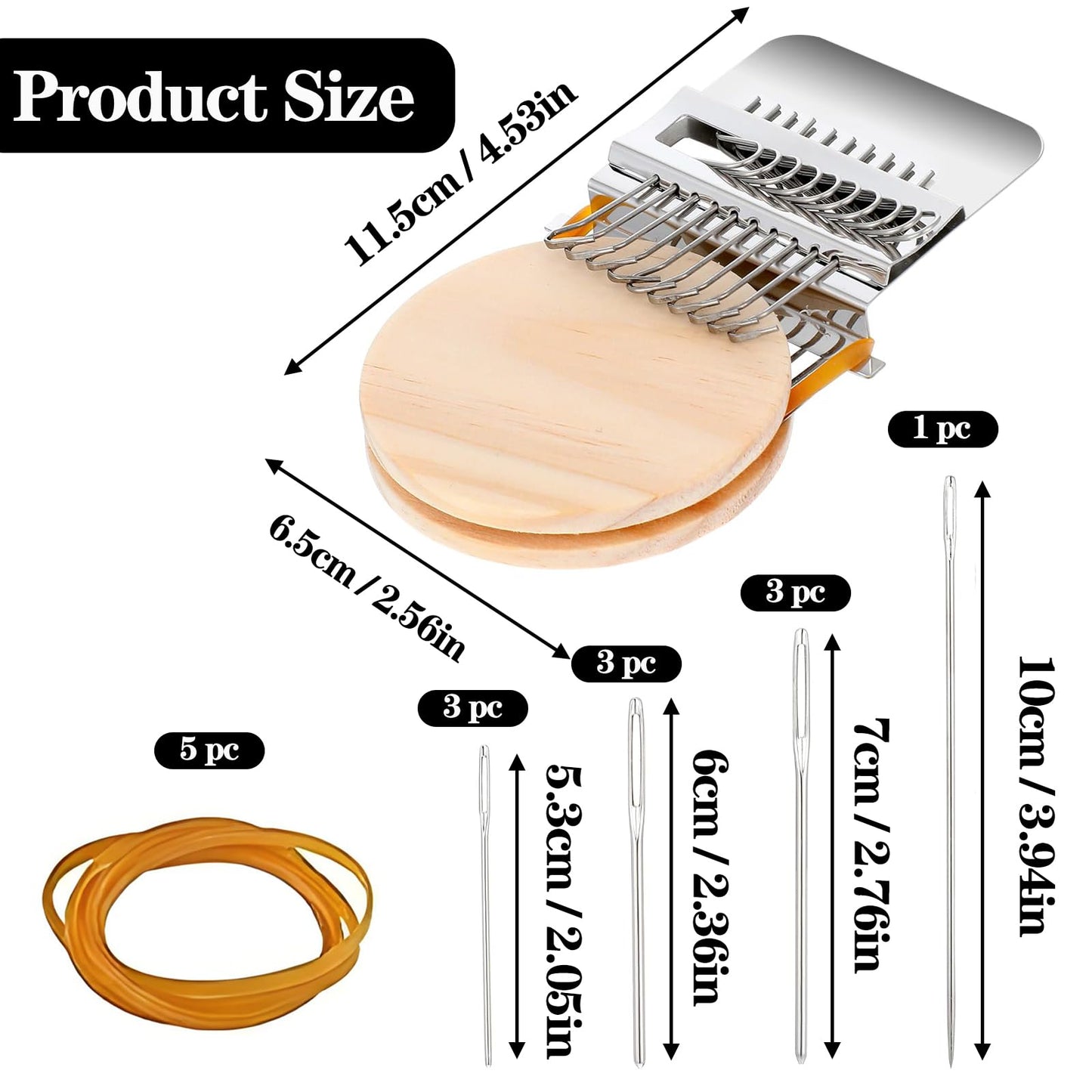 Mini Loom Machine Speedweve Darning Small Loom Machine Type Weave Tool 10 Hooks Speedweve Weaving Loom and 9 Yarn Knitting Needles Hand DIY Craft Weaving Repair Tool for Jeans, Socks Clothes