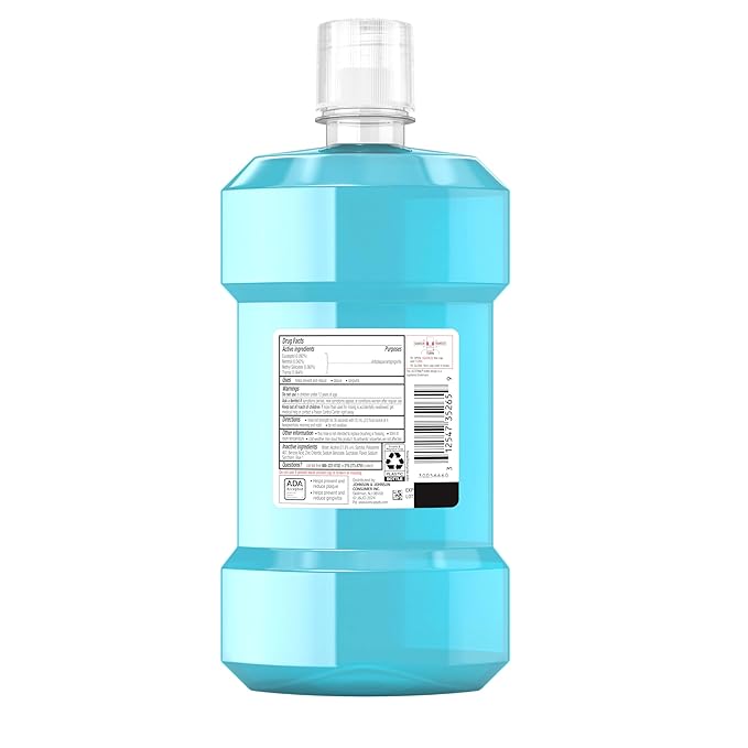 Listerine Gum Therapy Antiplaque & Anti-Gingivitis Mouthwash, Oral Rinse to Help Reverse Signs of Gingivitis Like Bleeding Gums, ADA Accepted, Glacier Mint, Twin Pack, 2 x 1 L