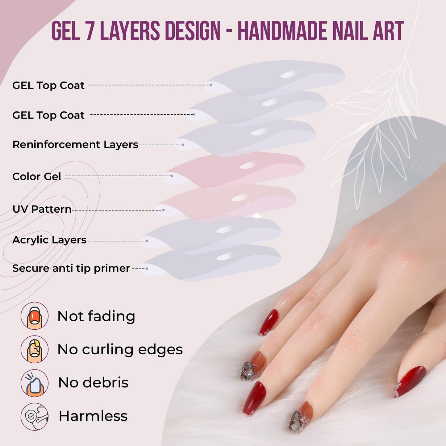 XODITO Fake Nails Set Red Medium Square Bling Glossy Rhinestone False Nail Tips, Press On Nails, Artificial Art Nails Finger Manicure for Women and Girls(CDJ0002-M)
