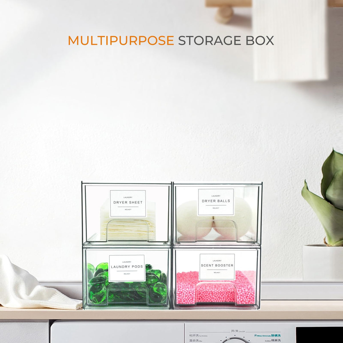 2 Pack Laundry Room Organization Storage Drawers with Labels (2 Count)