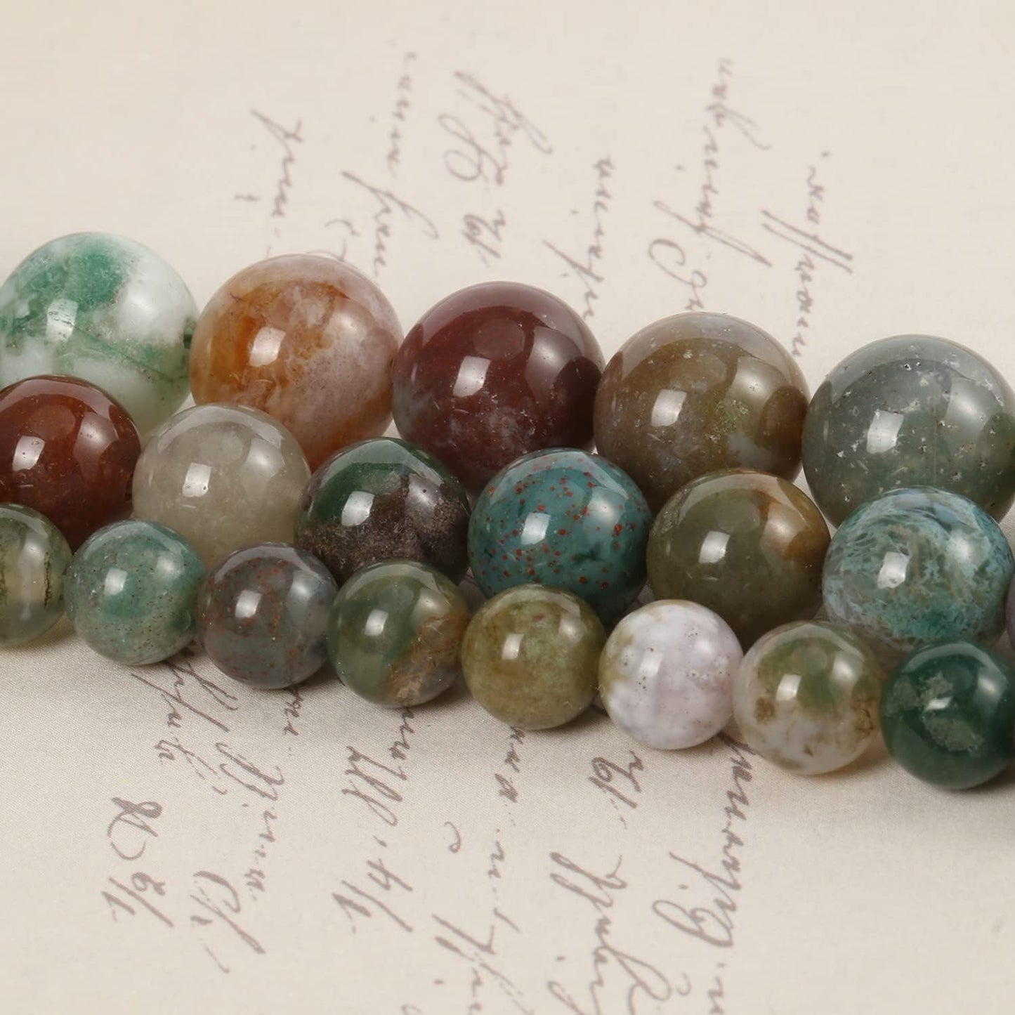 About 45pcs 8mm Natural Stone Beads Indian Agate Beads Energy Crystal Healing Power Gemstone for Jewelry Making, DIY Bracelet Necklace